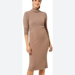 Pietro Brunelli Turtleneck Textured Rib Knit Midi Maternity Sweater Dress Sz S